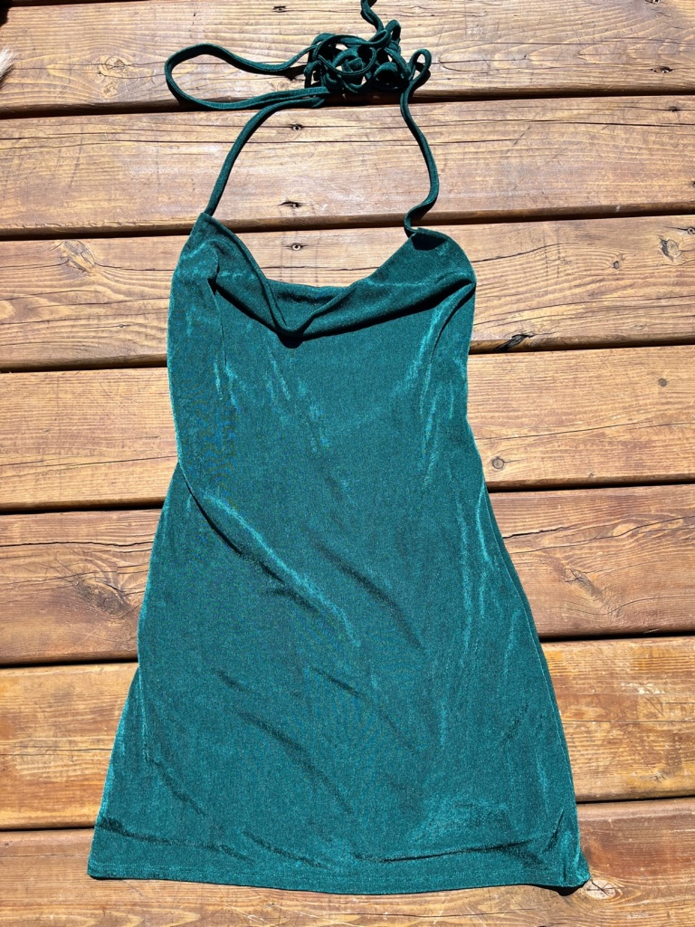 Lucy In The Sky emerald green cowl neck halter dress